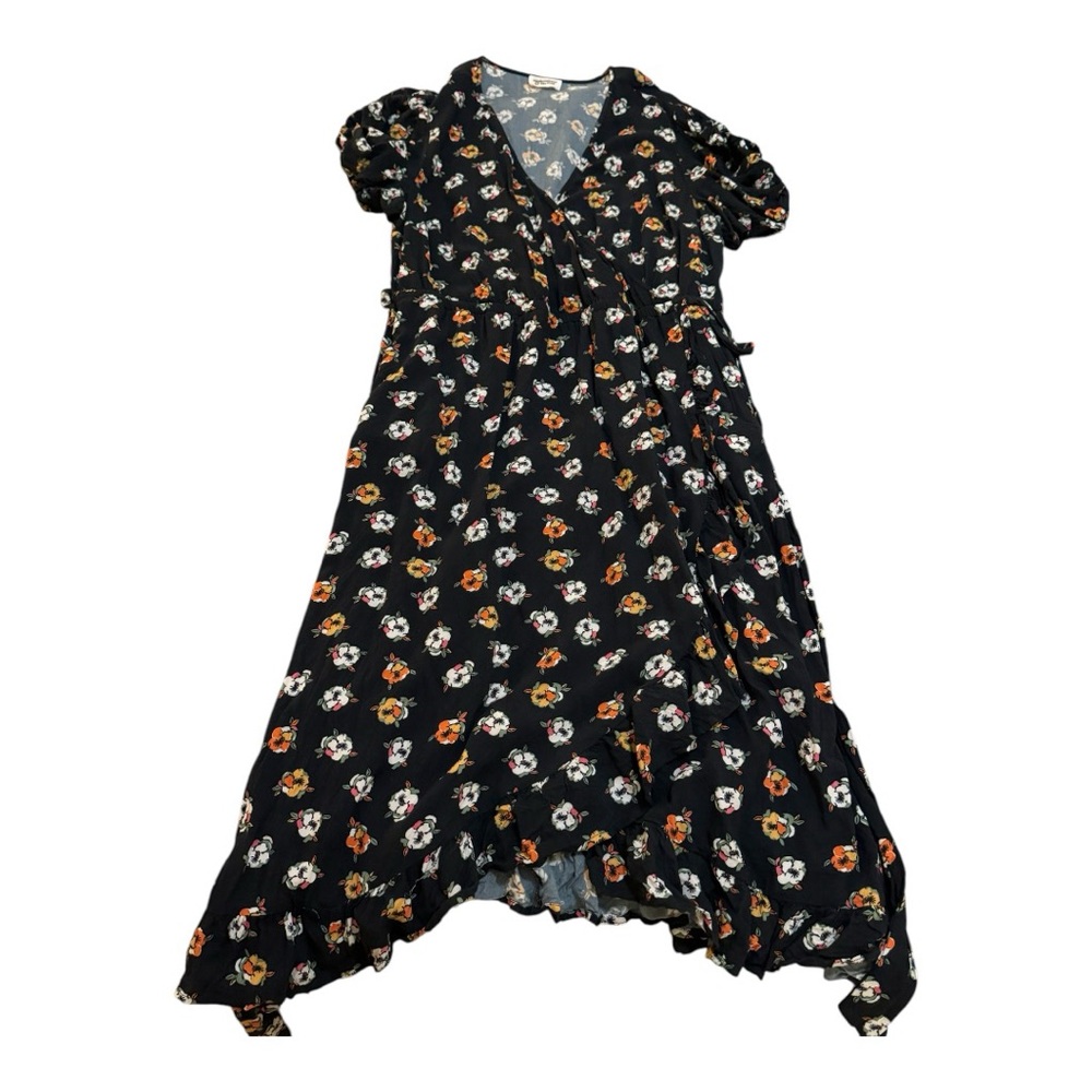 Navy Floral Printed Wrap Dress